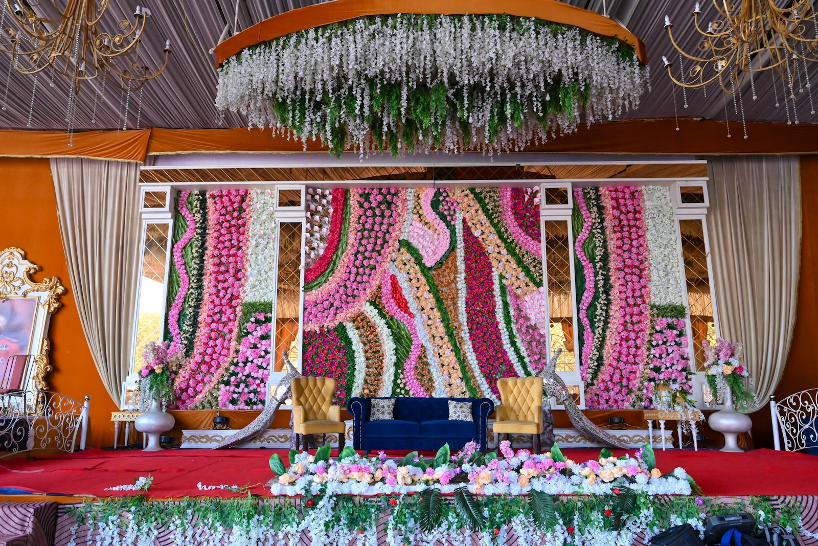 Floral reception stage for a special event